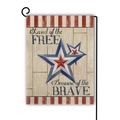 Independence Day garden flag with Land of the FREE text on black metal hanger - Home of Brave Style / 45*30cm