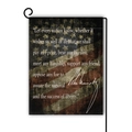Double-sided linen garden flag with vintage US flag and Kennedy quote with metal stand - JFK Quote Style / 45x30cm