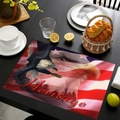 Linen placemat with American flag eagle and Heritage text for Independence Day - 45*30cm / Double Eagle Heritage Style (Style-8)