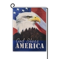 Double-sided linen garden flag featuring a bald eagle, US flag, and God Bless America text - Bald Eagle God Bless Style / 45*30cm