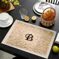 Set de table en lin avec lettre B et imprimé calligraphie vintage pour déco de table - Lettre B