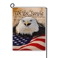 Independence Day garden flag featuring bald eagle and We the People on burlap fabric - Bald Eagle Constitution Style / 45*30cm