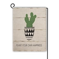 Bandiera da giardino con design cactus e testo ispiratore su supporto in metallo nero - Cactus Dipinto a Mano Happiness (9)