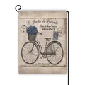 Drapeau de jardin double face avec motif vélo lavande sur texture lin et support métal - Style Vélo Cachet Vintage (4) / 45x30cm