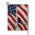 Patriotic garden flag featuring Washington Monument silhouette and black birds on stand - Washington Monument Style / 45x30cm