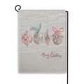 Christmas garden flag with ornaments and metal stand on rustic linen texture - Merry Christmas With Ornaments Style (Style 1)