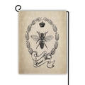 Vintage Queen Bee double-sided garden flag made of linen with crown and wreath motif - Queen Bee Laurel Wreath (9)