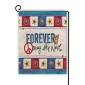 Bandiera da giardino per l'Indipendenza con 'Forever May She Wave' su tela di lino - Stile Collage Vintage (14) / 45*30cm