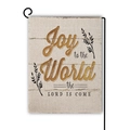 Christmas garden flag set with linen texture and vintage wood grain print - Joy To The World Vintage Wood Style (Style 2)