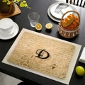 Set de table en lin avec impression lettre D sur fond vintage à texture naturelle - Lettre D