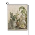Bandiera da giardino bifacciale con piante succulente e supporto in metallo nero - Arte Realistica del Terrario (11)