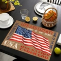 Linen placemat with American flag design and Life and Liberty text for home dining - 45*30cm / Life & Freedom Style (Style-11)