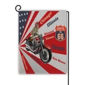 American retro motorcycle double-sided garden flag with skeleton design and Route 66 - Skeleton Motorcycle Style(1)