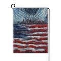 Double-sided linen garden flag with oil painting style 9/11 memorial skyline design - 9/11 Memorial Skyline Style / 45x30cm