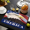 Tovaglietta in lino per il Giorno dell'Indipendenza con aquila calva e stampa - Stile Aquila God Bless America (Stile-12)