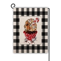 Detail of Christmas garden flag with cupcake illustration and black-white plaid border - Gingerbread Man Cake Style (3)