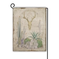 Bandiera da giardino bifacciale con teschio di cervo e cactus su sfondo beige stile western - Teschio di Cervo Stile Western (13)
