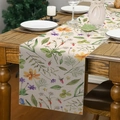 Dettaglio del runner da tavola in lino con stampe floreali arancioni e viola - Stile 6 / 33*183cm