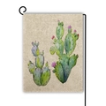 Bandiera da giardino con cactus ad acquerello su trama di iuta per decoro esterno - Bocciolo di Cactus ad Acquerello (15)