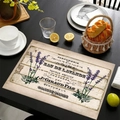 Set de table en lin avec motif floral de lavande et design de vélo vintage - Style Lavande avec Typographie Française (Style 5)
