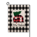 Drapeau de jardin de Noël double face avec camion rouge vintage et carreaux noir - Camping-car de Noël Vintage (6)
