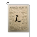 Bandiera da giardino in lino con lettera L vintage e elegante supporto in metallo nero - Stile L / 45*30cm