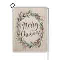 Christmas garden flag with wreath design and Merry Christmas greeting on metal stand - Merry Christmas Berry Wreath Style (Style 7)