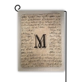 Bandiera da giardino in lino vintage con lettera M nera su sfondo di testo retrò - Stile M / 45*30cm