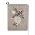 Christmas garden flag with love heart and wedding rings on linen texture with metal stand - With Love Rings And Heart Style (Style 8)