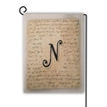 Bandiera da giardino vintage in lino con lettera N nera e supporto in metallo - Stile N / 45*30cm