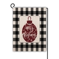 Drapeau de jardin de Noël avec bordure à carreaux et motif Merry Christmas sur lin - Ornement à Carreaux Rouge et Noir (8)