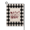 Dettaglio della bandiera da giardino natalizia bifacciale con slitta e renne festive - Stile Credere e Slitta di Renne (3) / 45x30cm