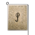 Bandiera da giardino vintage in lino con lettera P decorativa e sfondo scritto - Stile P / 45*30cm