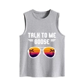Grey sleeveless tank top with Talk To Me Goose graphic and retro sunset sunglasses - S / Light Gray