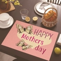 Detailed view of Happy Mother's Day linen placemat with heart and butterfly print - Pink Butterfly Heart (Style 1)