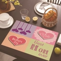 Linen placemat with Happy Mother's Day prints on dining table with rustic props - 45*30cm / Color Block Heart (Style 4)
