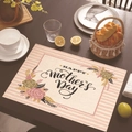 Close-up of linen placemat with Happy Mother's Day text and floral patterns - 45*30cm / Pink White Stripe Floral (Style 6)