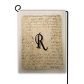 Bandiera da giardino vintage con lettera R e scrittura corsiva su trama lino - Stile R / 45*30cm