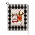Bandiera natalizia da giardino con bordo a quadri e renna appesa a un gancio nero - Stile Renna di Natale Cartoon (6)