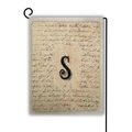 Bandiera da giardino in lino con lettera S vintage su supporto in metallo nero a forma di L - Stile S / 45*30cm
