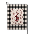 Drapeau de jardin de Noël double face avec cerf à carreaux et bordure Buffalo - Silhouette de Cerf à Carreaux Rouge (12)