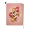 Doppelseitige Happy Mother's Day Leinen Gartenflagge mit Blumenmuster und Metallständer - Dunkelrosa Blumen Stil