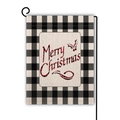Double-sided Christmas garden flag with Merry Christmas text on burlap and buffalo plaid border - Merry Christmas Script Style (5) / 45x30cm