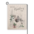 Double-sided linen Christmas garden flag featuring a gift sleigh and black metal stand - Special Christmas Wishes Sleigh Style (Style 16)