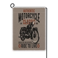 Vintage motorcycle garden flag with authentic metal stand for outdoor yard decoration - Ride To Live Style(14) / 45x30cm