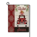 Dettaglio della bandiera di Natale Tis the Season con camion rosso su tessuto di lino - Camion a Quadri Tis the Season (5) / 45*30cm