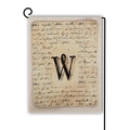 Bandiera da giardino vintage con lettera W in lino e supporto in metallo nero - Stile W / 45*30cm