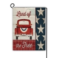 Dettaglio della bandiera da giardino in lino bifacciale con camion rosso e supporto - Camion Bandiera USA Land of the Free (7) / 45*30cm