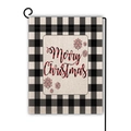 Double-sided Christmas garden flag with buffalo plaid border and metal hanger - Red Merry Christmas Snowflake Style (6) / 45x30cm