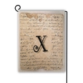 Bandiera da giardino vintage in lino con lettera X nera e sfondo con scritte - Stile X / 45*30cm